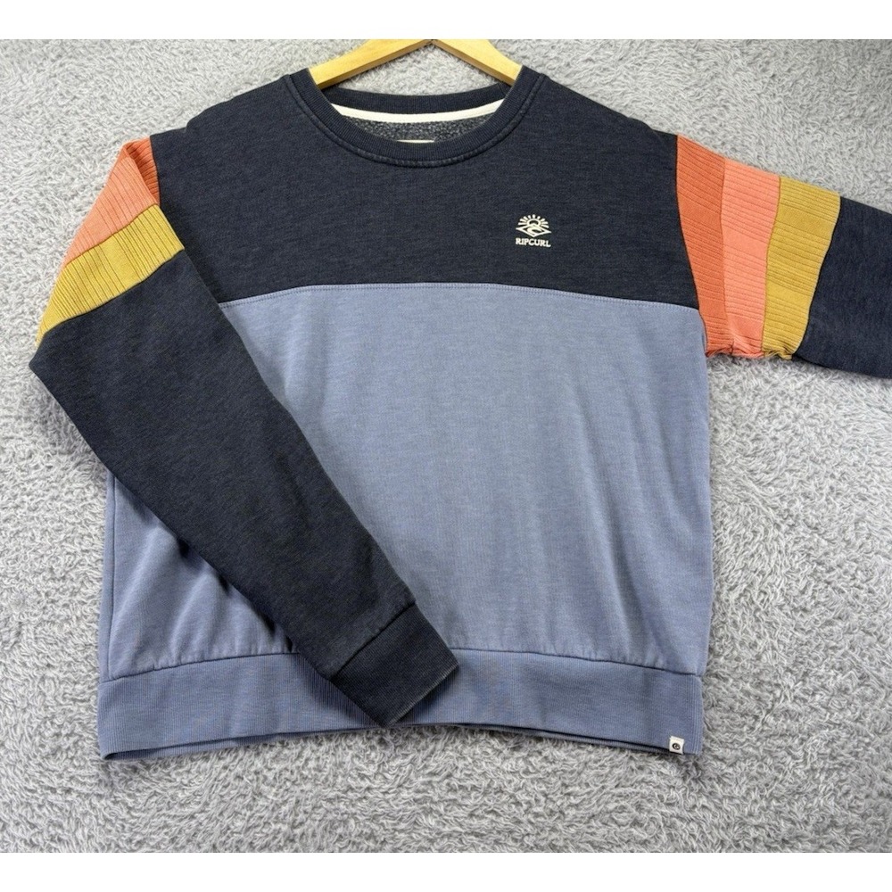 Rip Curl Womens XS Melting Crew Sweatshirt Colorblock Retro Surf Fleece Pullover